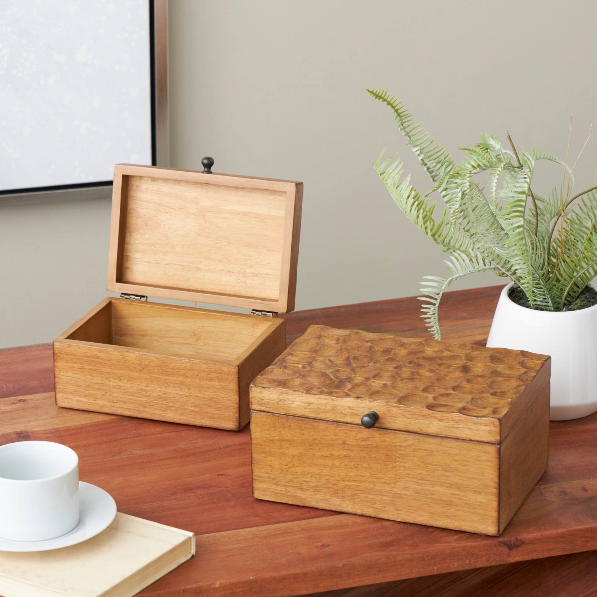 Brown Textured Concave Honeycomb Storage Box Set